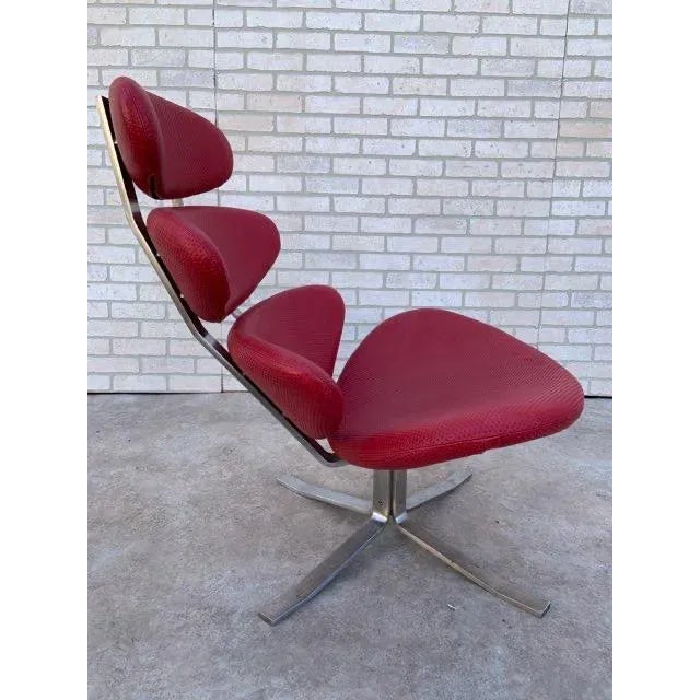 Mid 20th Century MCM Corona Chair by Poul M. Volther Newly Reupholstered in Embossed Red Leather For Sale - Image 5 of 9