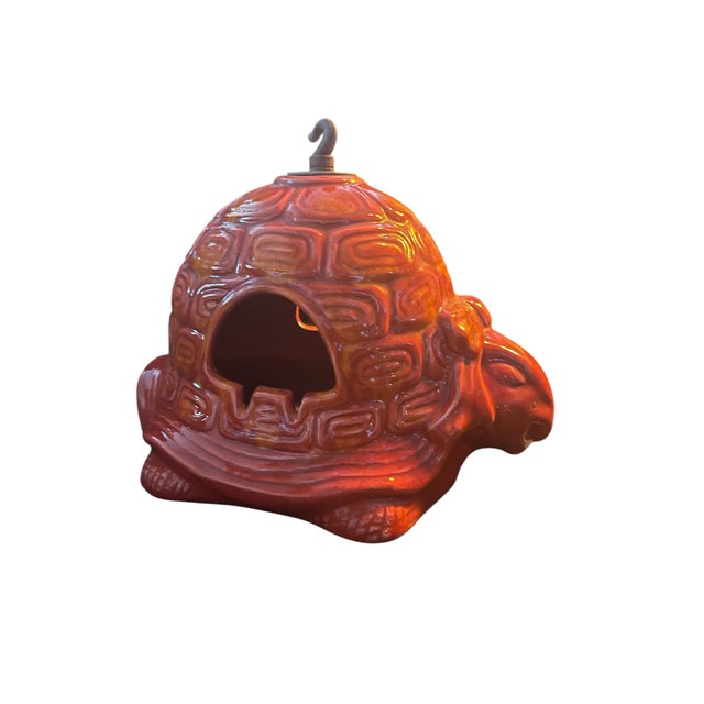 1960s Mid-Century Modern Drip Glaze Ceramic Hanging Turtle Ashtray Decoration For Sale - Image 4 of 9