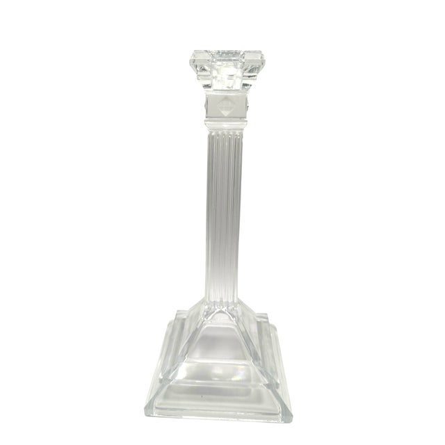 Mid-Century Modern Vintage Crystal Glass Candlesticks With Twisted Column Design - A Pair For Sale - Image 3 of 12