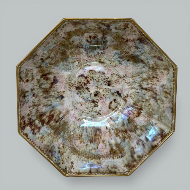 A superb example of an English Fairyland Celestial Dragon lustre footed octagonal bowl by Daisy Makeig – Jones, of seldome...