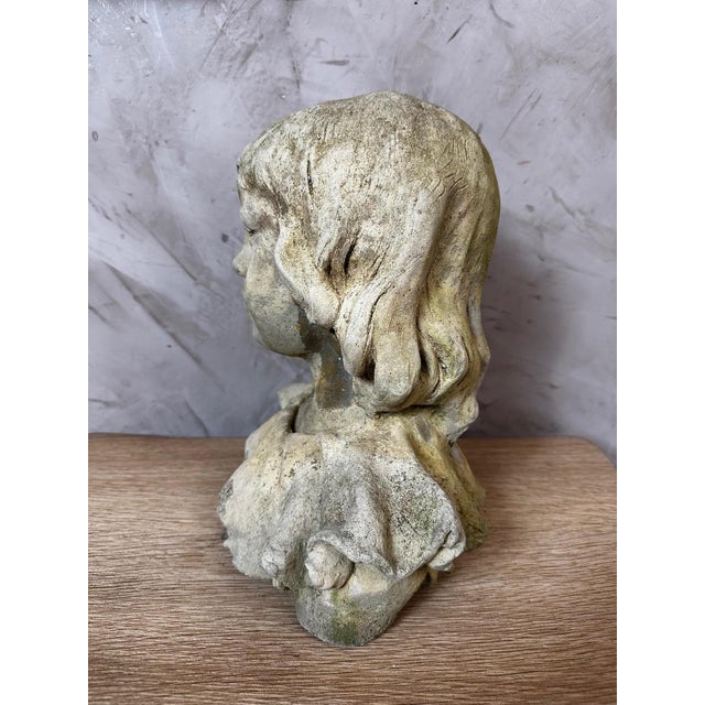 Cement Bust of Girl, 1950s For Sale - Image 10 of 12