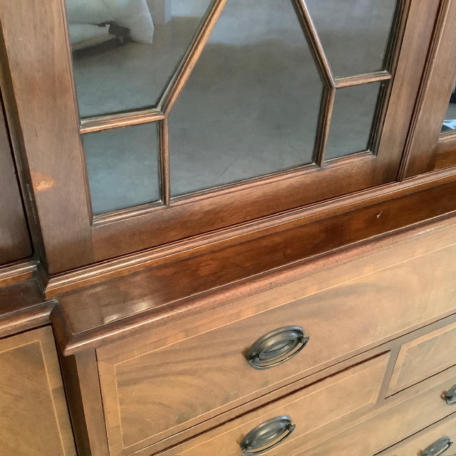 Vintage Baker Furniture Georgian Secretary/China Cabinet For Sale - Image 12 of 18