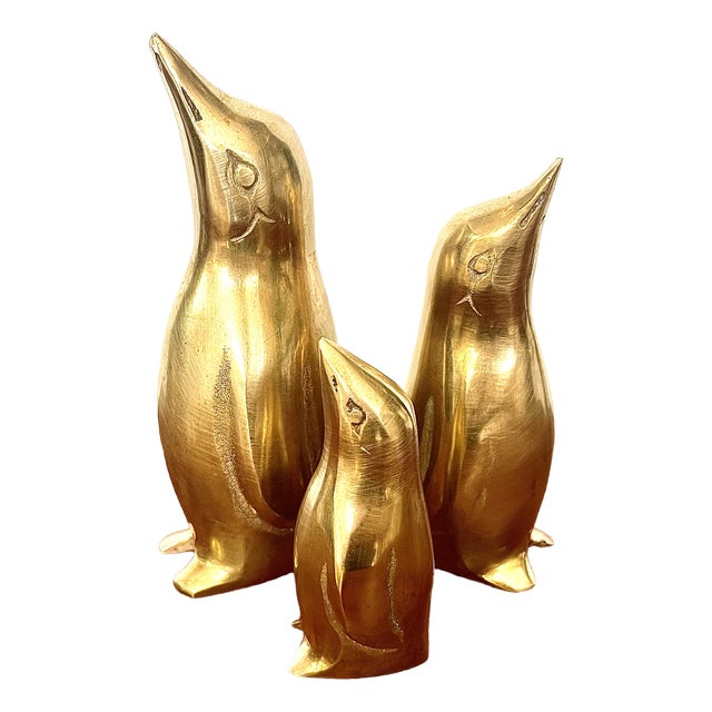 Brass Penguin Sculptures, 1970s, Set of 3 For Sale