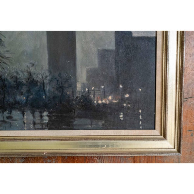 Mid 20th Century Mid-Century American Tonalist Nocturne Painting of Flatiron Building New York City For Sale - Image 5 of 15