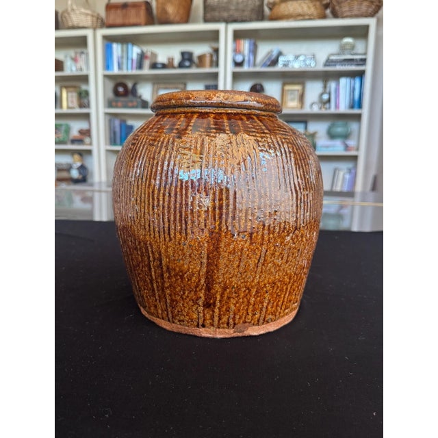 Chinese Antique Chinese Brown-Glazed Storage Jar – Late Qing Dynasty For Sale - Image 3 of 4