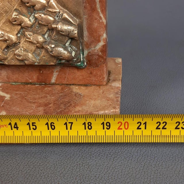 Brass Plaque Sculpture of Schoolmaster Mouse with Students, 1950s For Sale - Image 12 of 15