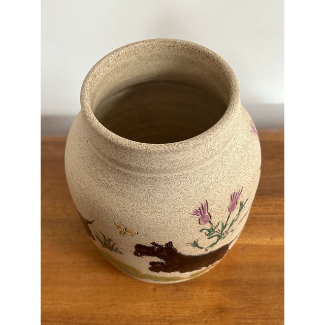 Black Contemporary Alicia Daily Stoneware Pottery Vase With Scottie Dogs For Sale - Image 8 of 11