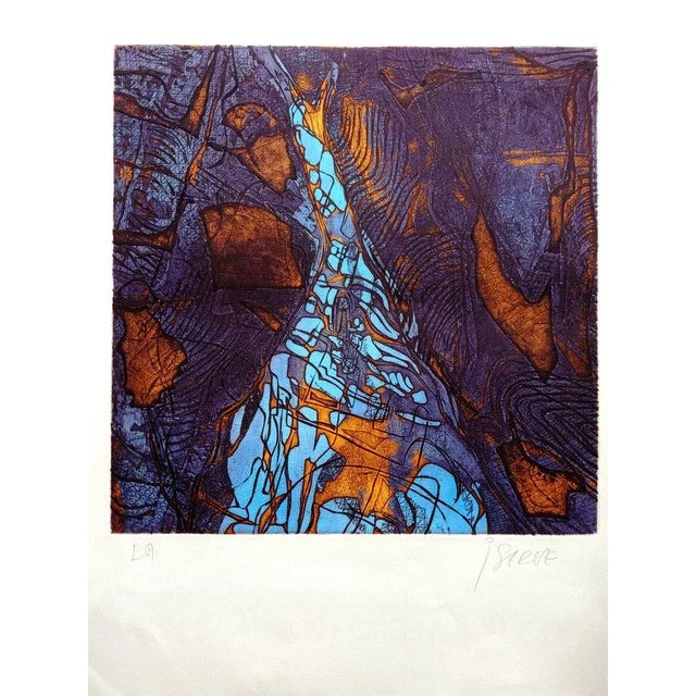 Joëlle Serve, Abstract Composition, 1970s, Etching For Sale - Image 3 of 3