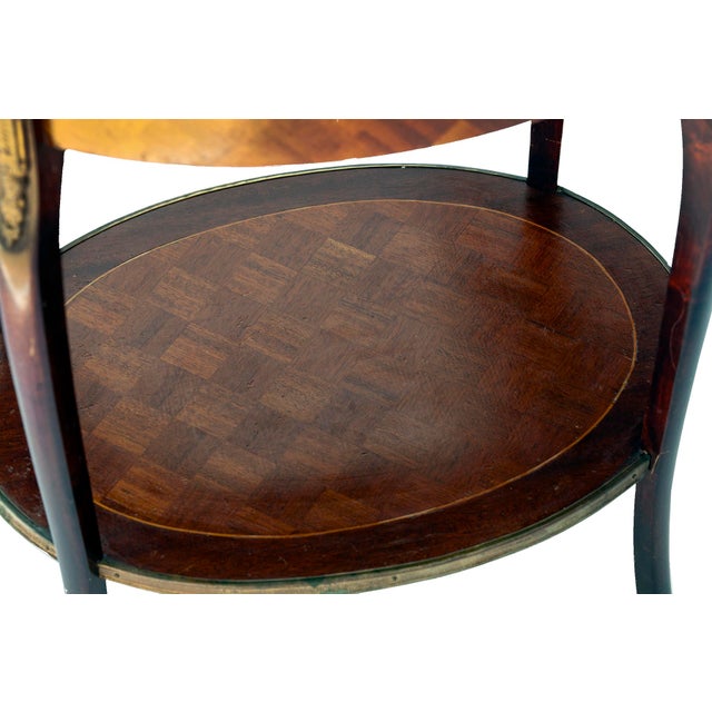 Delicate Oval Parquet Wood Entry Table For Sale - Image 9 of 11