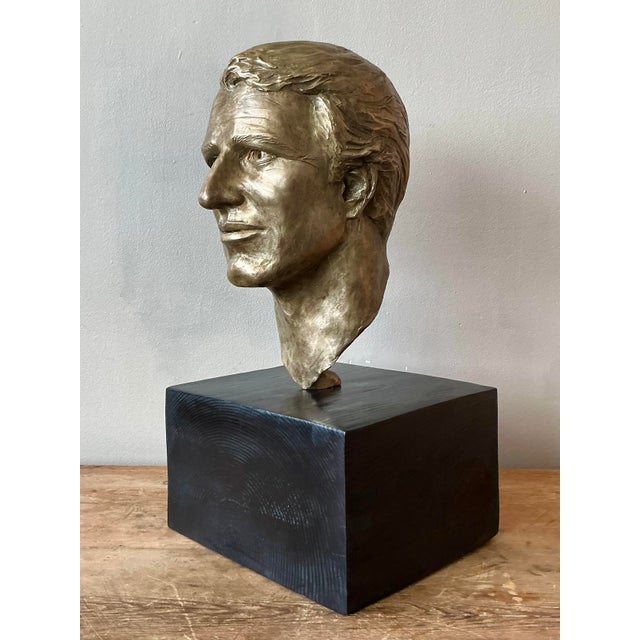 Vintage Boho Original Cast Bronze Bust of Paul Newman For Sale In West Palm - Image 6 of 6