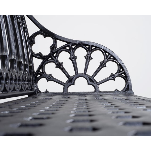 Metal English Coalbrookdale Style Cast Gothic Revival Garden Bench For Sale - Image 7 of 18