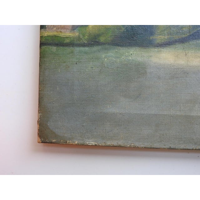 Early 20th Century Early 20th Century Pastoral Landscape Painting With Sheep For Sale - Image 5 of 8