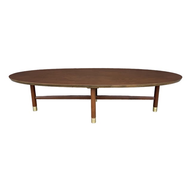 Refinished Mid Century Modern Walnut Surfboard Coffee Table For Sale