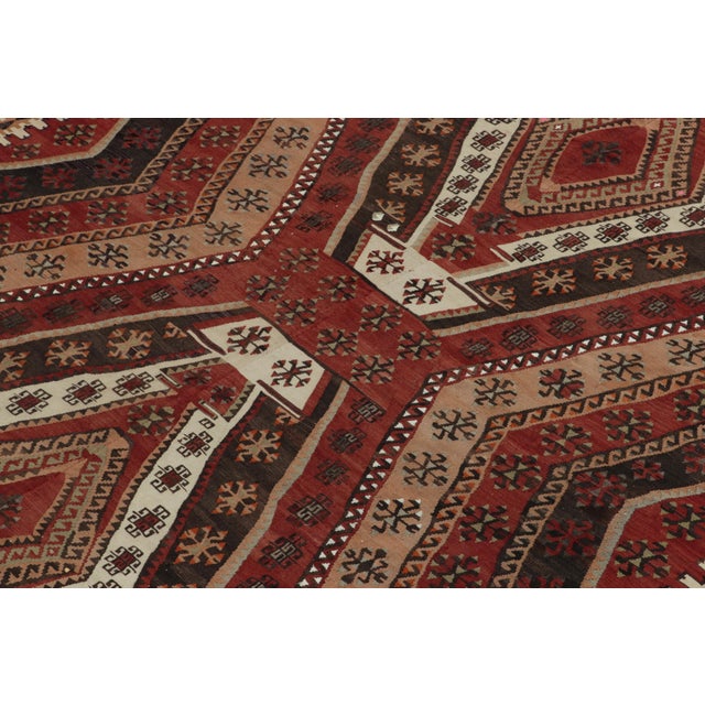 Rug & Kilim 1950s Vintage Tribal Kilim in Red, Beige-Brown, White Geometric Patterns For Sale - Image 4 of 6