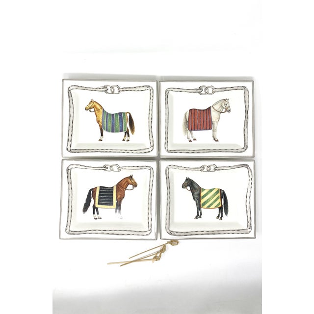 Devon Collection Equestrian Catchall Tray, Red Stripe, Made in Italy For Sale In Philadelphia - Image 6 of 6