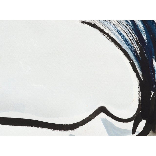 2010s Modernist Goat Portrait in Black and Blue by Karen Druker For Sale - Image 5 of 7