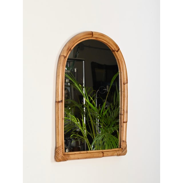 Mid-Century Arch Mirror in Curved Bamboo and Rattan, Italy, 1960s For Sale - Image 6 of 11