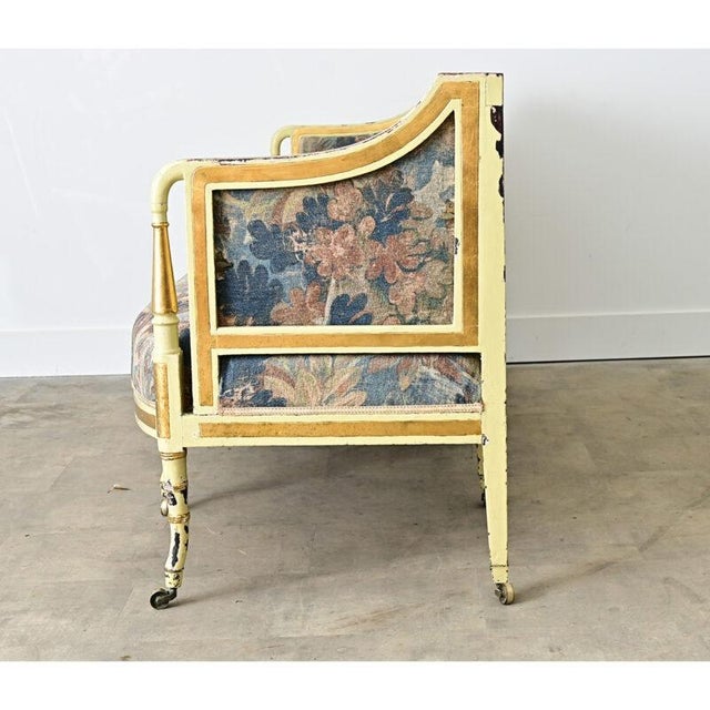 19th Century Dutch Painted Parcel Gilt Settee with New Upholstery For Sale - Image 4 of 15