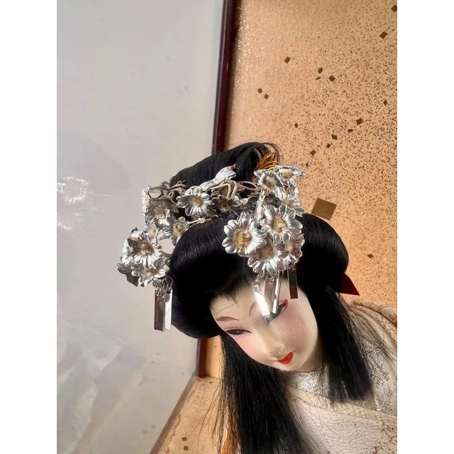 Japanese Geisha Princess Doll in Original Glass & Wood Case For Sale - Image 9 of 13