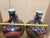 A Pair of Chinese Ceramic Vase Ming Dynasty Xuande Marked Blue Ground Famille Verte Porcelain Tianqiu Vase Hand Painted Dragon Pattern For Sale - Image 4 of 16