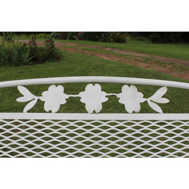Wrought Iron Chaise Lounge With Floral Cushions For Sale - Image 9 of 15