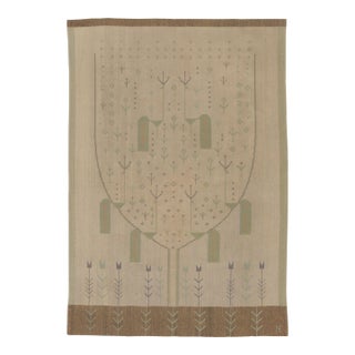 Vintage Swedish Kilim With Eva Nemeth Inspired Design in Beige - Rug & Kilim For Sale
