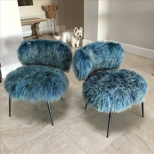 Baxter Mongolia Fur Chairs Pair Chairish