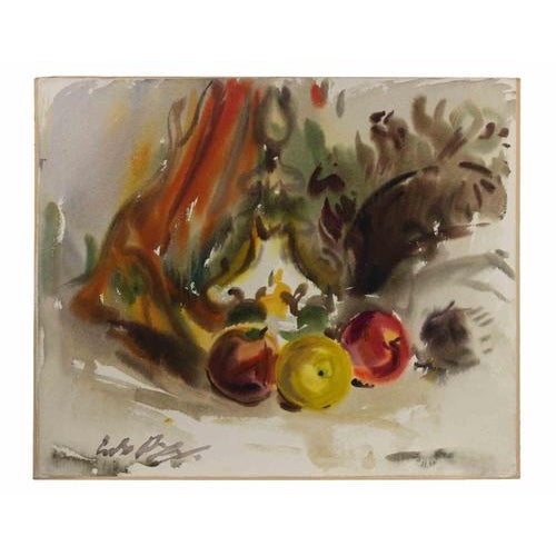 Watercolor on heavy paper mounted on wooden panel, realized by Carlo Ravagnan in 1973. Hand signed lower left. Dated on...