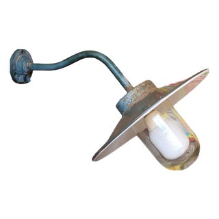 Industrial Outdoor Wall Light in Glass and Metal, 1980s For Sale