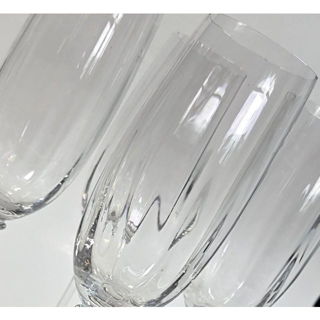 Crystal Champagne Flutes- Set of Four For Sale - Image 6 of 11