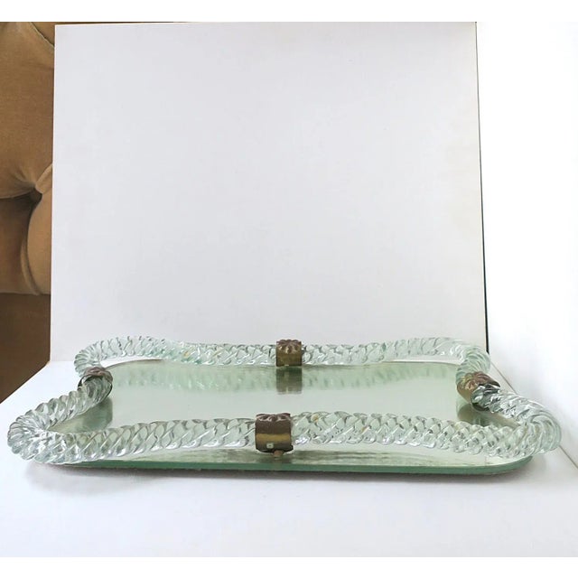 Mid-Century Modern Italian Murano Art Glass Vanity Mirror Tray Venini Attrib. For Sale - Image 3 of 13
