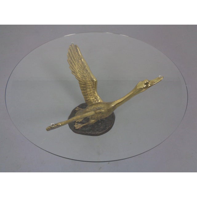 Metal Regency Swan Coffee Table in Brass and Glass, France, 1960s For Sale - Image 7 of 18