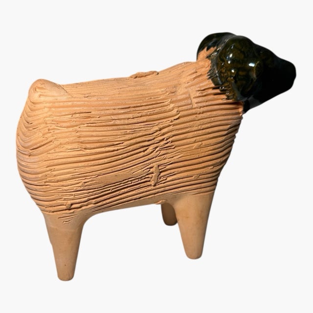 2000 - 2009 Vintage 1980s Chia Pet Ram Sheep Figurine Terracotta Planter No Seeds For Sale - Image 5 of 15