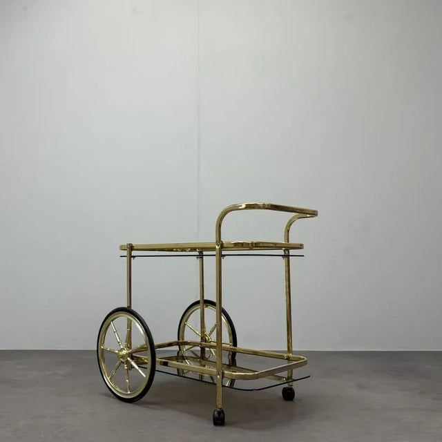 Mid-Century Modern German Brass Serving Trolley, 1970s For Sale - Image 4 of 12