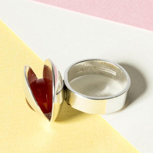 Silver and Carnelian Ring from Elis Kauppi, 1960s For Sale - Image 6 of 7