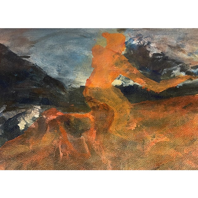 This painting by San Francisco artist Aidan Sobon is a figurative abstract artwork on paper, showcasing a striking color...