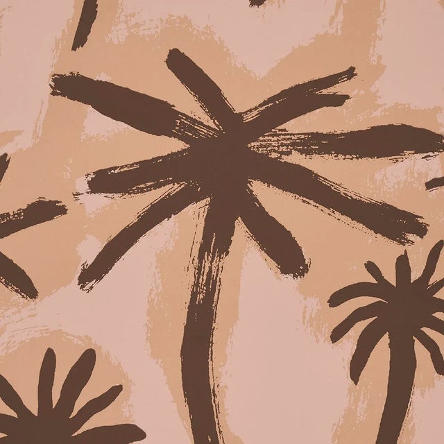 Traditional Sample - Schumacher Palmitas Wallpaper in Coral For Sale - Image 3 of 4