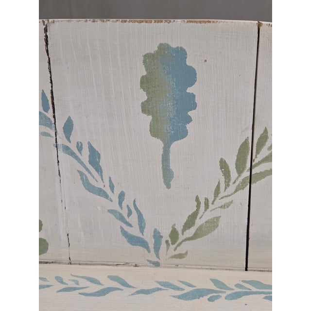 Wood Antique Rustic Pine Two Door Cabinet With Distress Painted and Stenciled Surface For Sale - Image 7 of 18