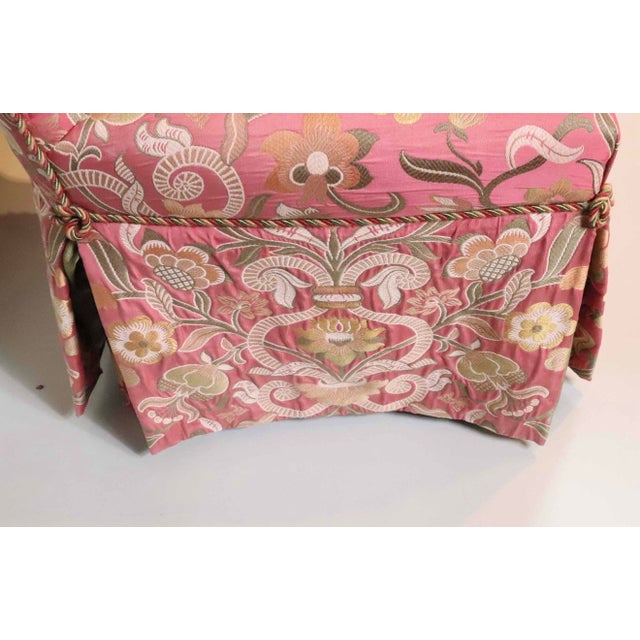 Set of Four Late 20th Century Upholstered Slipper Chairs With Floral Silk Brocade For Sale - Image 4 of 7