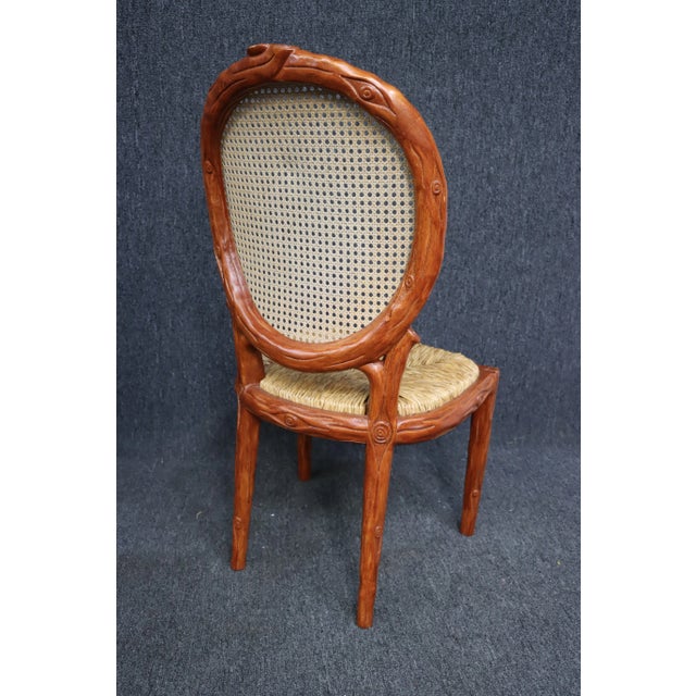 Mid 20th Century Branch Form Caned and Rush Seat Side Chair For Sale - Image 5 of 6