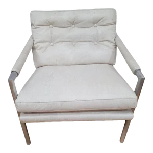 Mid Century Modern Milo Baughman Style Club Chair Newly Reupholstered in Leather