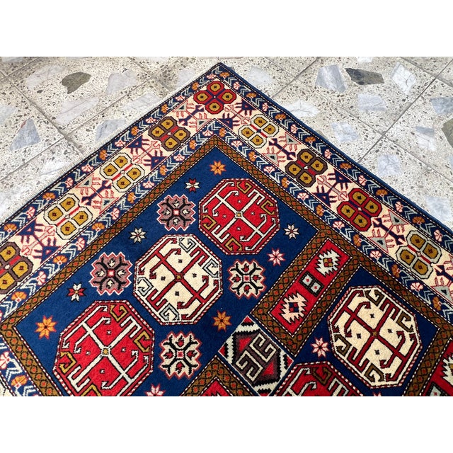 Antique Caucasian Wool Rug For Sale - Image 9 of 10