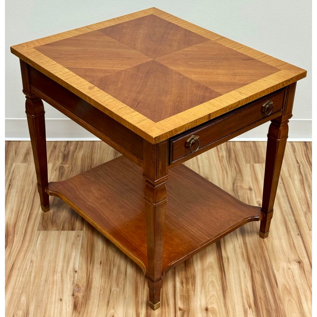 Wood Vintage Drexel Furniture Solid Wood Side Table For Sale - Image 7 of 13