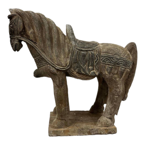 Early 20th Century Chinese Vintage Carved Stone Horse Statue/Sculpture