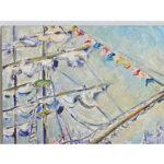 French Vintage Seascape Painting on Board For Sale - Image 4 of 10