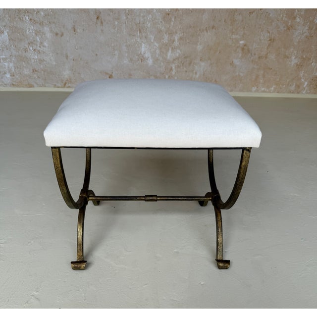 Pair of Small Hand Forged Spanish Gilt Iron Benches in Muslin For Sale - Image 13 of 18