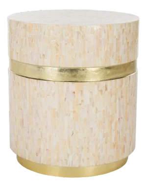 Mosaic Round Side Table in Pink Champagne & Gold