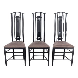 Black Chairs by Umberto Asnago for Giorgetti, Italy, Set of 3 For Sale