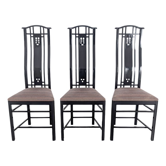 Black Chairs by Umberto Asnago for Giorgetti, Italy, Set of 3 For Sale