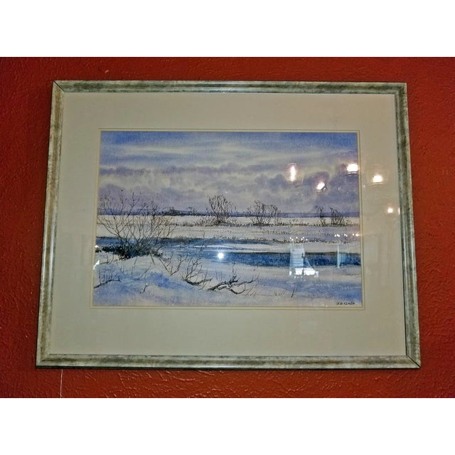 Contemporary Irish Watercolor by Rev Jh Flack of Winter on ‘The Bog of Allen’ For Sale - Image 3 of 9